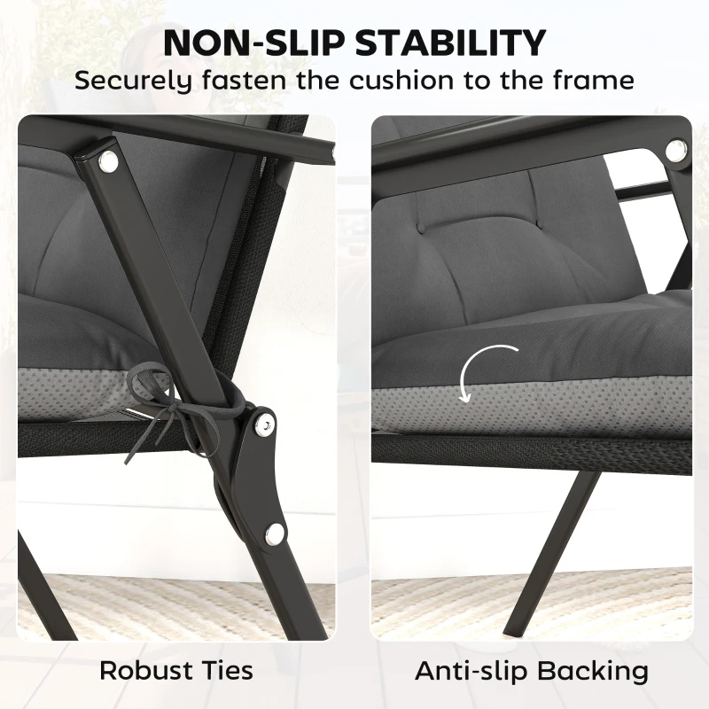 Outsunny 4-delig set zitkussens waterafstotend antislip stoelkussens met banden, indoor en outdoor 111,5 x 53 x 8 cm donkergrijs