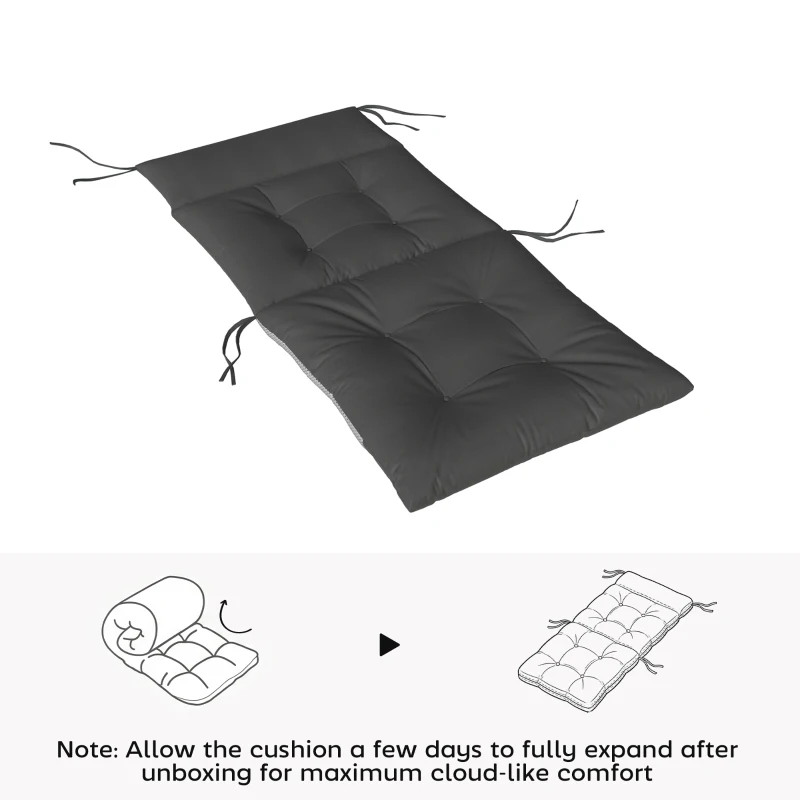 Outsunny 4-delig set zitkussens waterafstotend antislip stoelkussens met banden, indoor en outdoor 111,5 x 53 x 8 cm donkergrijs