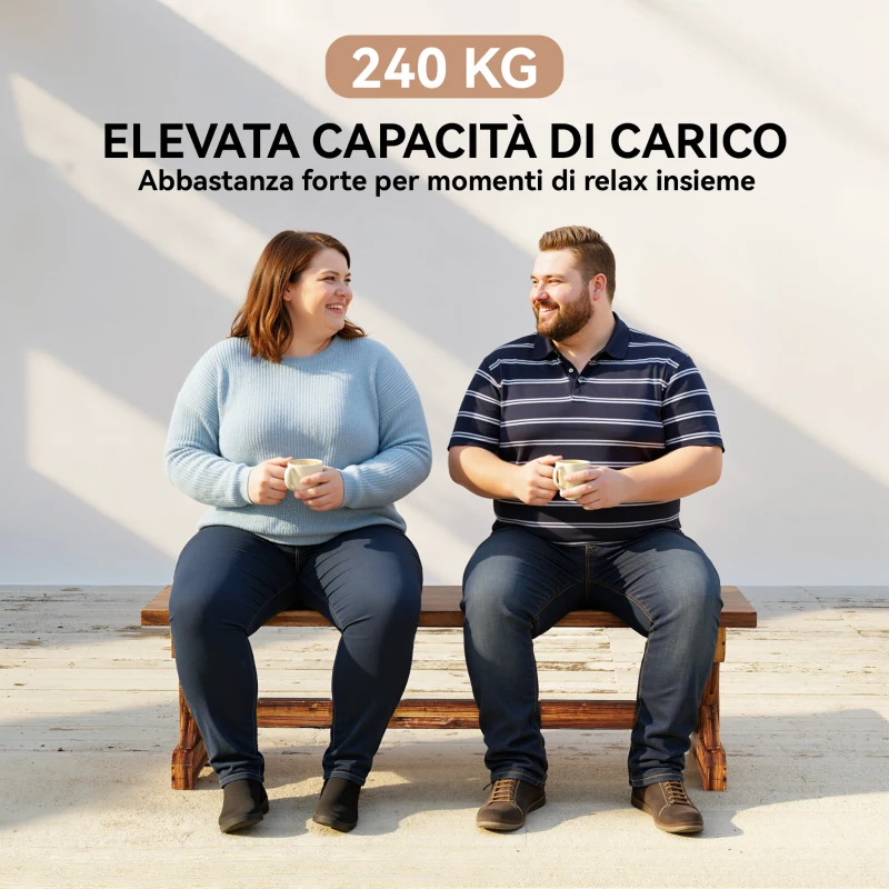 Outsunny Panca da Giardino 2 Posti in Legno di Abete Senza Schienale in Stile Rustico, 114Lx40Px46A cm