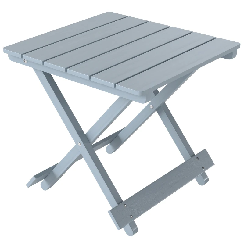 Outsunny Fir Wood Folding Coffee Table, Lightweight Small Garden Table with Slatted Top, Portable Folding Side Table for Balcony