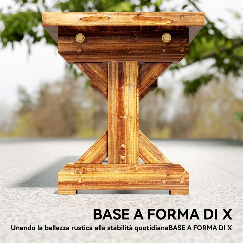 Outsunny Panca da Giardino 2 Posti in Legno di Abete Senza Schienale in Stile Rustico, 114Lx40Px46A cm