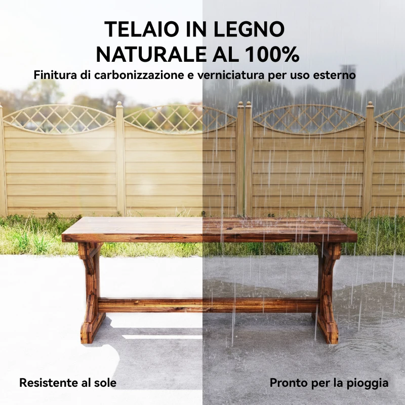 Outsunny Panca da Giardino 2 Posti in Legno di Abete Senza Schienale in Stile Rustico, 114Lx40Px46A cm