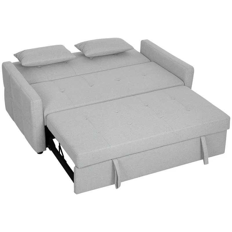 HOMCOM Three-Way Two-Seater Sofa Bed - Light Grey
