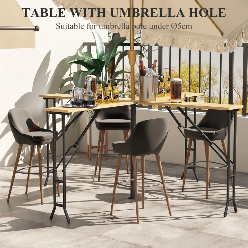 Outsunny Stół piknikowy, składany stół ogrodowy, dla 20 osób, odporny na warunki atmosferyczne, Metal, Drewno sosnowe, 2,4x2,4x1m, Naturalny/Czarny