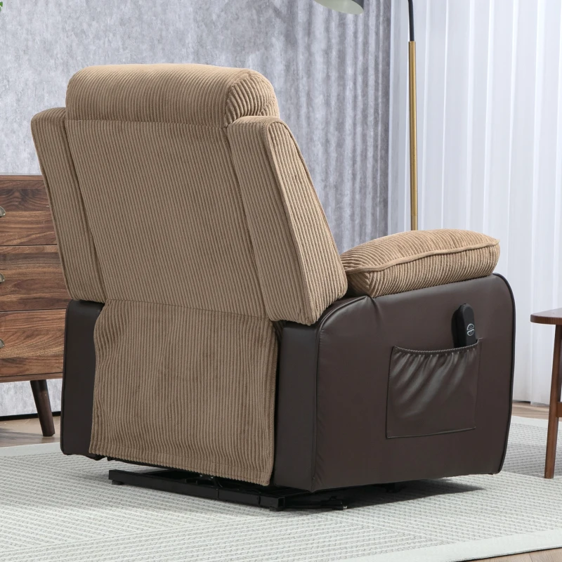HOMCOM Sillón Relax Reclinable Eléctrico Levanta Personas con Mando a Distancia Puerto USB y Bolsillos Laterales Marrón