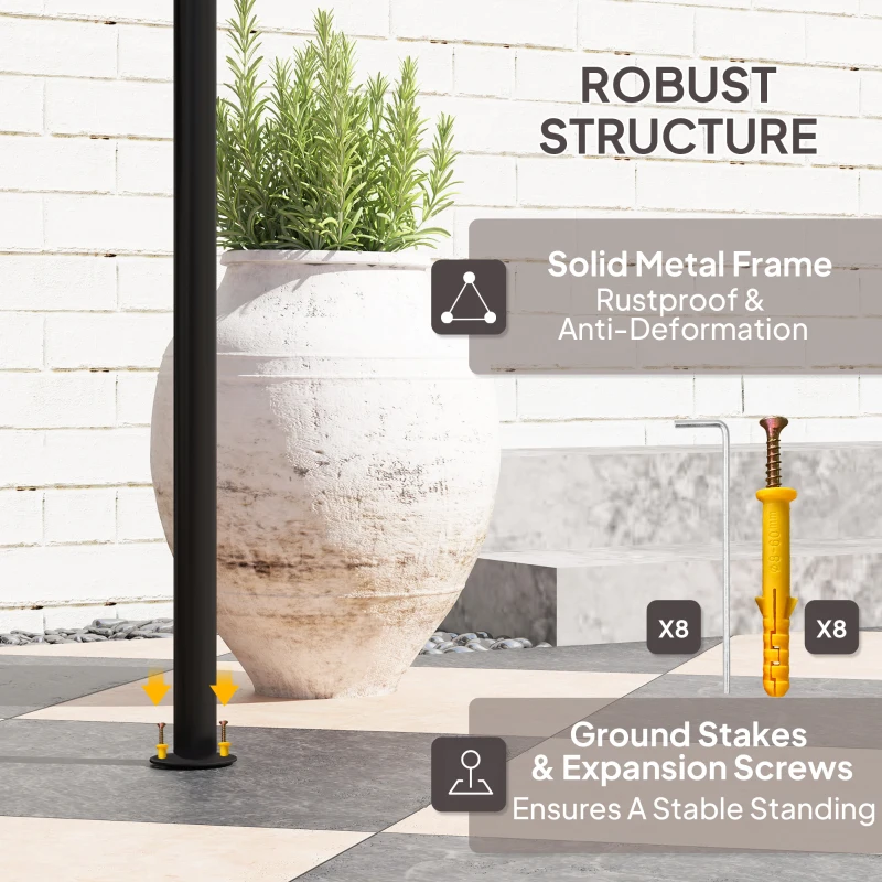 Outsunny 8' x 5' Grill Gazebo, Double Tiered Outdoor BBQ Gazebo Canopy with Side Awning, 2 Side Shelves and 6 Hooks for Garden, Patio, Barbecue, Picnic, Coffee