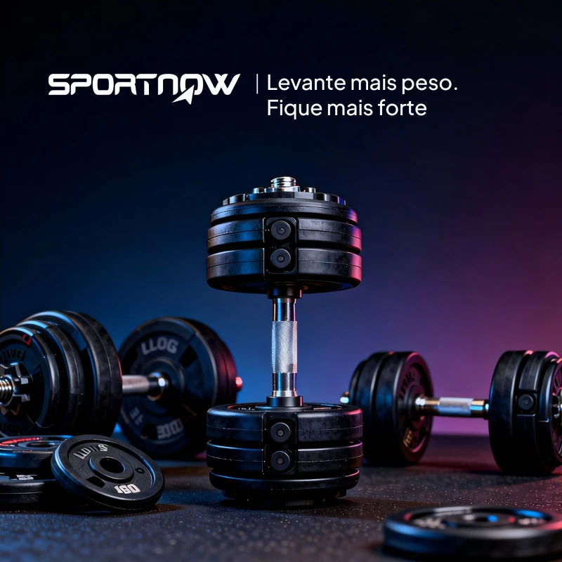 SPORTNOW Haltere Ajustável 5 em 1 de 5 a 25 kg com Base de Armazenamento e Pega Antideslizante para Casa Ginásio Multicolor