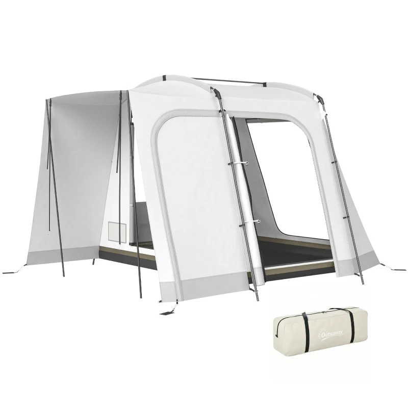 Outsunny Tienda trasera para 2-4 personas, 320 x 280 x 205 cm 2 en 1 tienda para coche impermeable tipo túnel con 4 puertas ventana lona de suelo