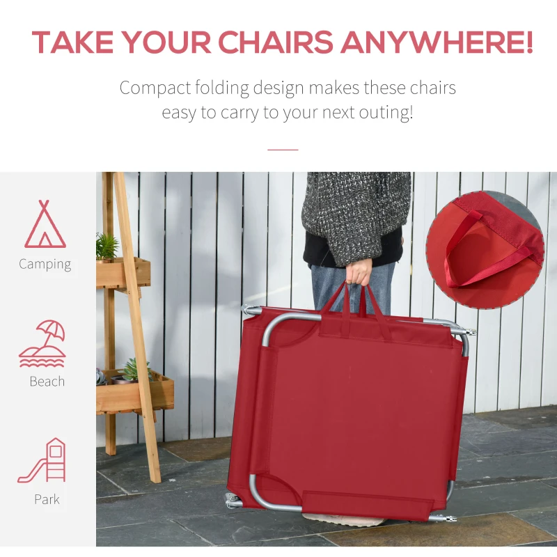 Leżak ogrodowy składany, wodoodporny, bordowy