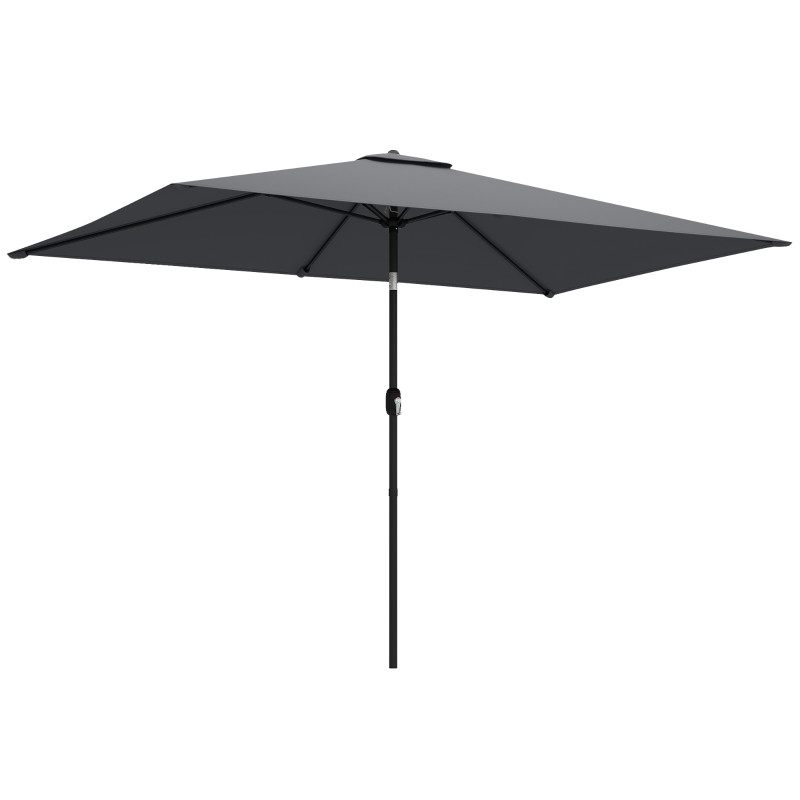 Outsunny Parasol de jardin rectangulaire inclinable 3x2 m gris foncé