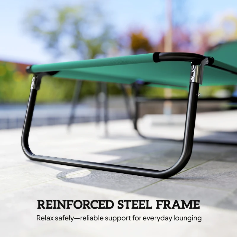 Outsunny Foldable Sun Lounger with 5-Position Adjustable Backrest, Outdoor Portable Recliner Chaise Lounge Chair, Green