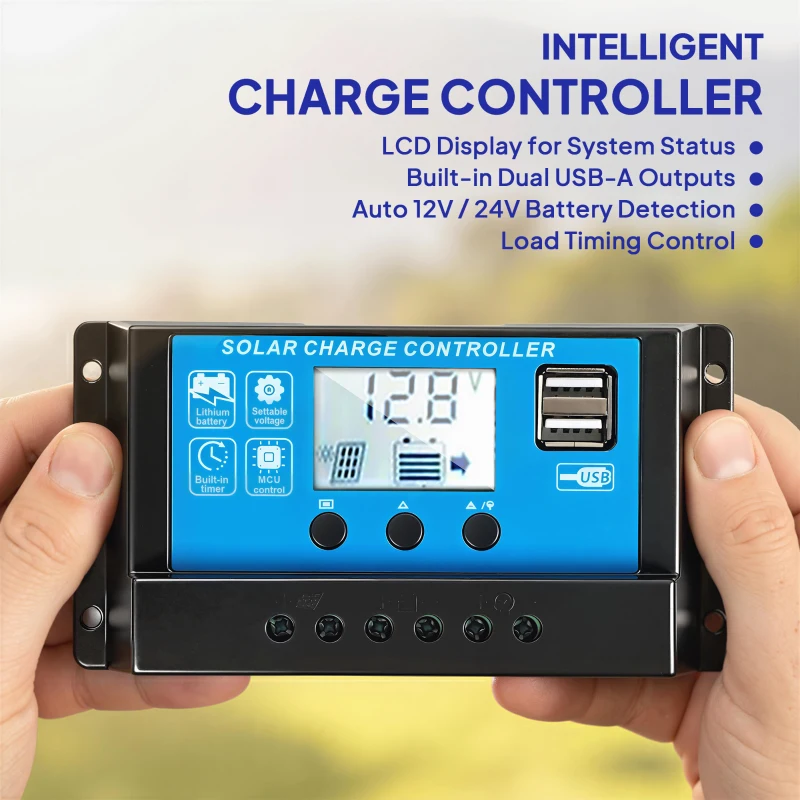 HOMCOM Panel solarny 100W 18V Przenośne ładowanie solarne z 2 portami USB, ekranem LCD, wodoodporność IP67