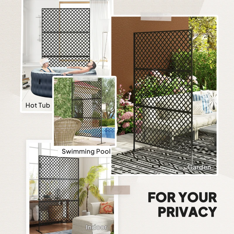 Parawan 3-częściowy 122x198 cm, wolnostojący, czarny