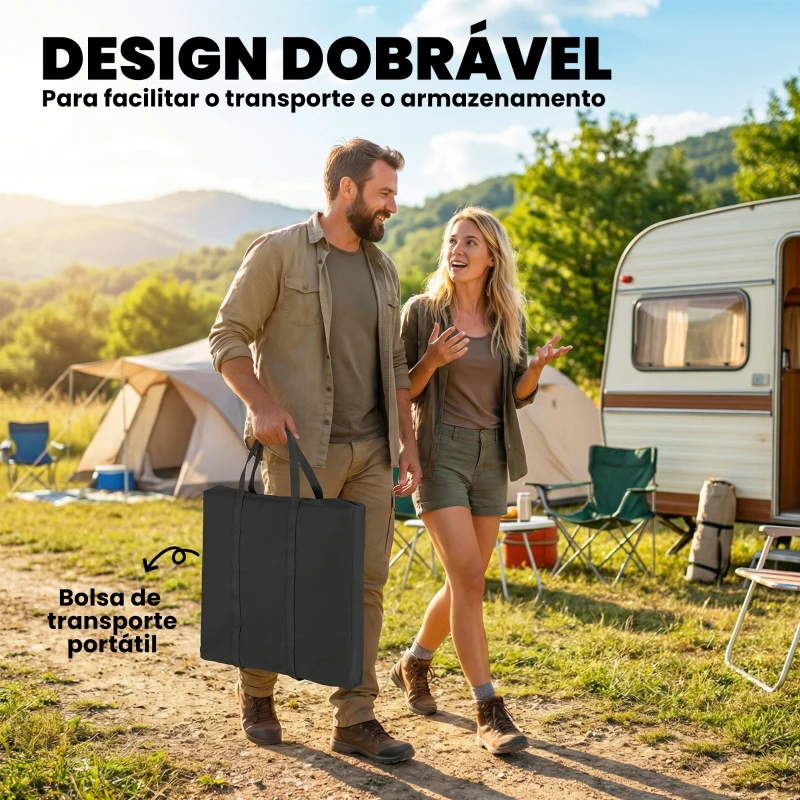 Outsunny Mesa Dobrável de Limpeza de Peixe com Altura Ajustável Pia Torneira Mangueira Cesto Dobrável Ranhuras e Bolsa