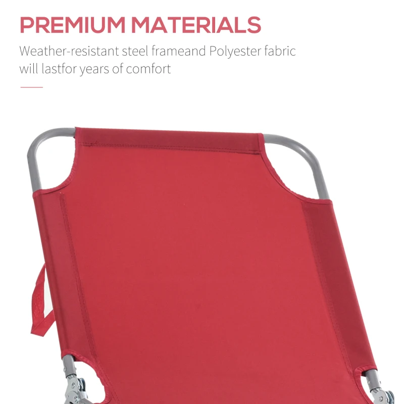 Leżak ogrodowy składany, wodoodporny, bordowy