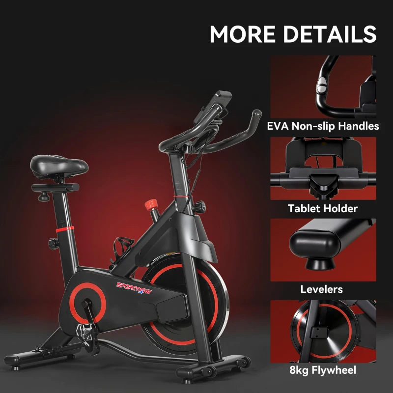 SPORTNOW Exercise Bike, Stationary Bike with Adjustable Magnetic Resistance, Indoor Cycling Equipment with LCD Display