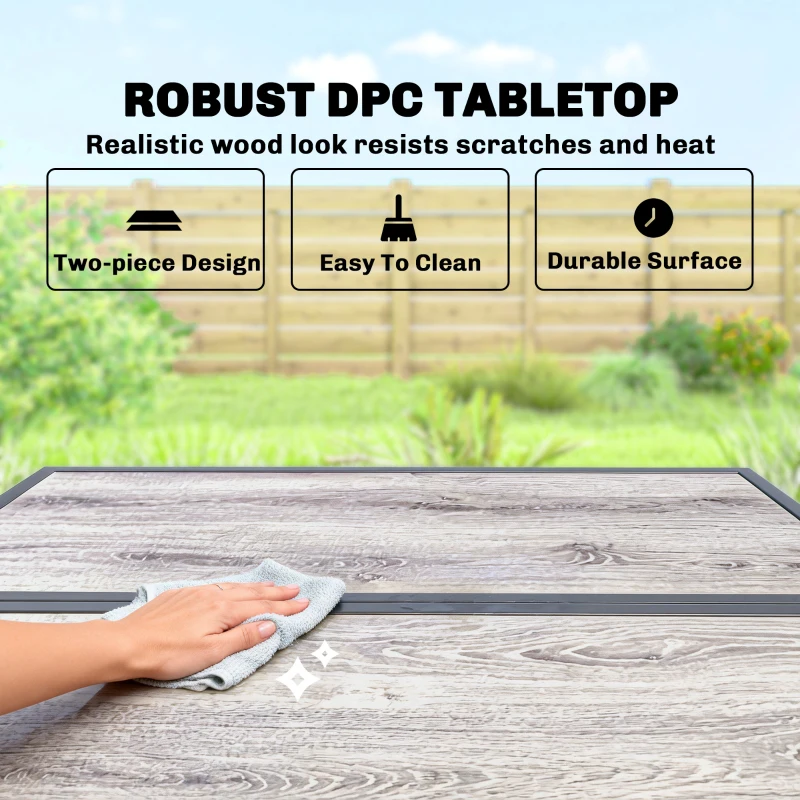 Outsunny Polyrattan Tuinmeubelset 5-delig Ruimtebesparende Zitgroep Tafel met 4 Stoelen DPC-Tafelblad Kussens Grijs