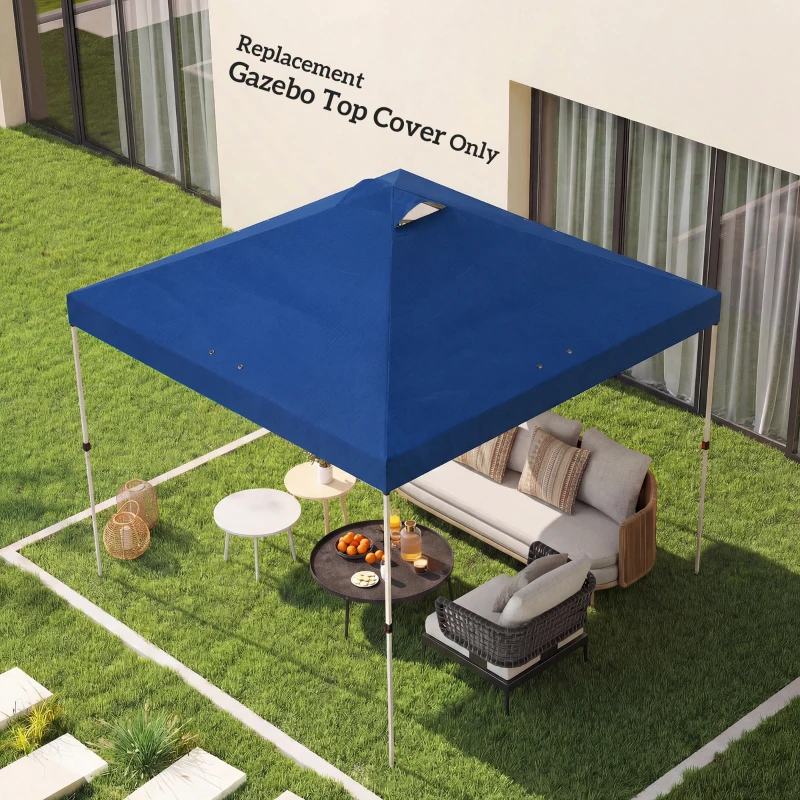 Outsunny Gazebo Roof Replacement UV50+ Waterproof Pop Up Canopy Cover with 8 Drainage Holes 3 x 3 m Blue