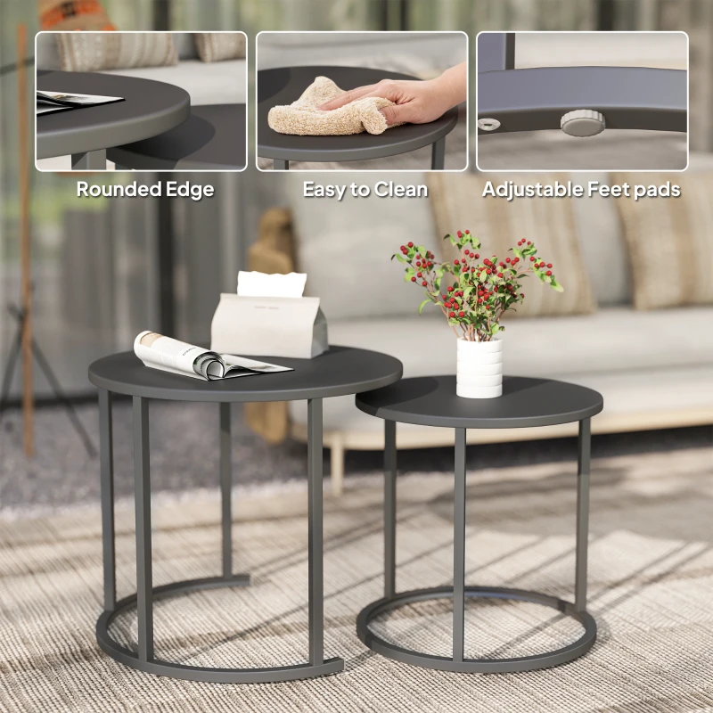 Stolik boczny 2 szt. okrągły, składany, na balkon, wodoodporny