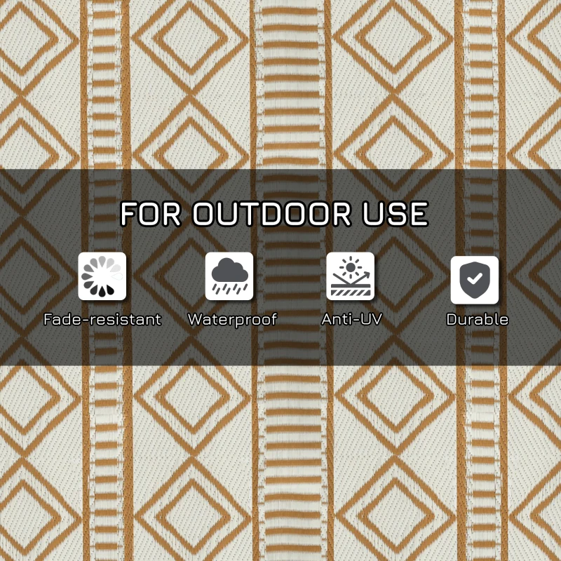 Outsunny Dywan zewnętrzny na taras, odporny na warunki atmosferyczne, nowoczesny design, 121 cm x 182 cm x 0,3 cm, Zielony + Krem