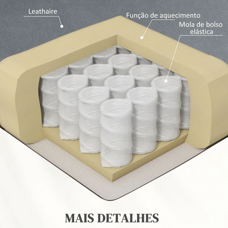 HOMCOM Poltrona Relax Reclinável Elétrica Elevatória com 8 Pontos de Massagem Aquecimento Lombar Revestida em Couro Sintético Cinzento