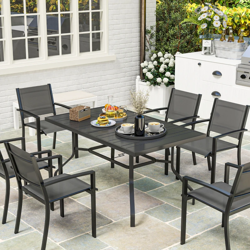 Stół ogrodowy 152x90 cm, stalowy, odporny na warunki atmosferyczne