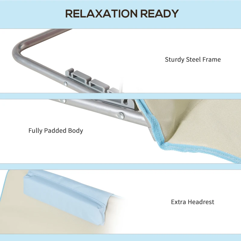 Outsunny Leżaki plażowe 2 szt., składane z poduszką, torba, Beżowe