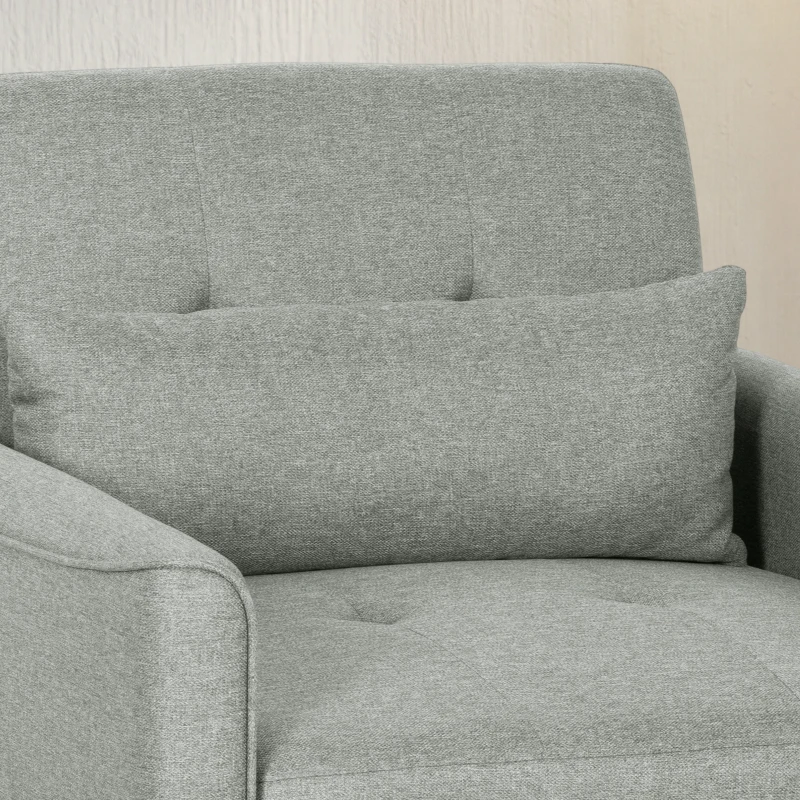 HOMCOM 3-w-1 Fotel z Funkcją Łóżka, Rozkładany Fotel Sofa z Regulowanym Oparciem, Szary