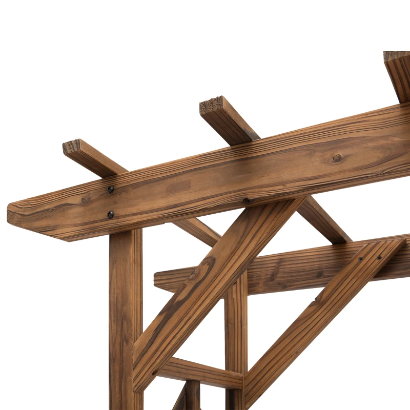 Outsunny Wooden Garden Arbor, Arch Trellis with Classic Countryside Style, Pergola Style Roof for Climbing Vines