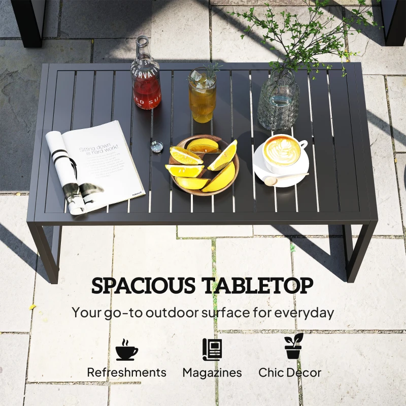 Stolik boczny z aluminium, design w listwy, na balkon