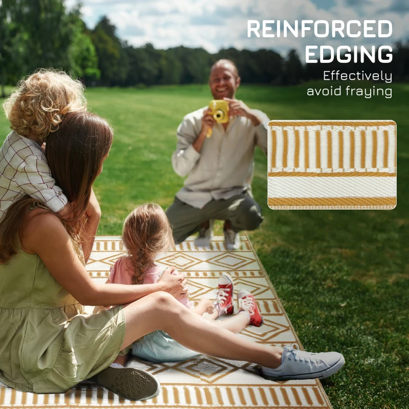 Outsunny Dywan zewnętrzny na taras, odporny na warunki atmosferyczne, nowoczesny design, 121 cm x 182 cm x 0,3 cm, Zielony + Krem