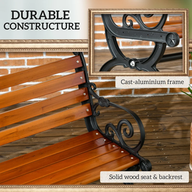 Outsunny Ławka ogrodowa dla 2 osób, z podłokietnikami, balkonowa