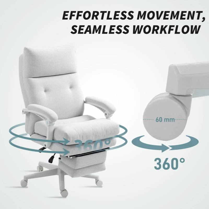 Ergonomiczny fotel biurowy z podparciem lędźwiowym, podnóżek