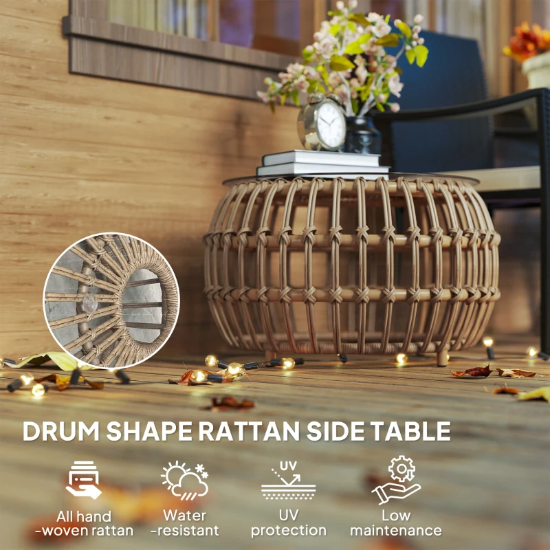 Zestaw 2 stolików bocznych Polyrattan Ø66/42 cm, brązowy