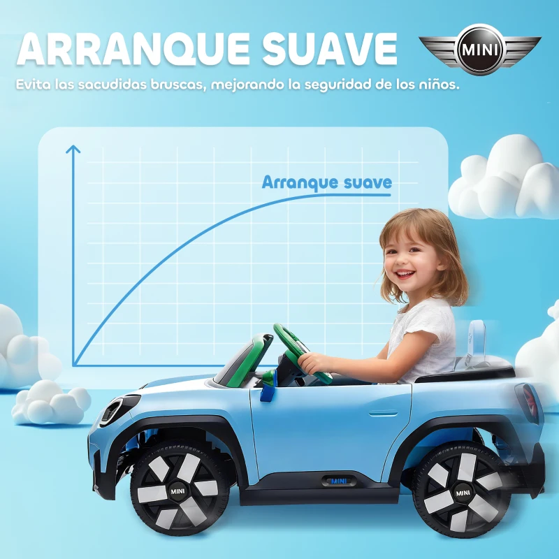 AIYAPLAY Coche Eléctrico para Niños de +3 Años MINI Concept Aceman con Bluetooth Mando a Distancia Motor Doble Azul
