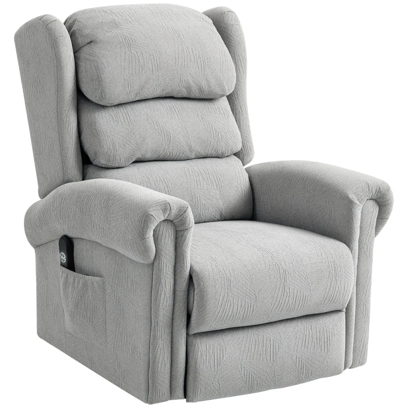 HOMCOM Velvet-Feel Electric Riser Recliner Chair - Grey