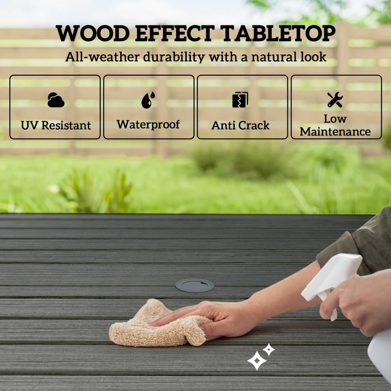 Outsunny 5 Pieces Outdoor Dining Set for 4, Garden Table and Stackable Chairs with Breathable Mesh Seat and Parasol Hole, Grey