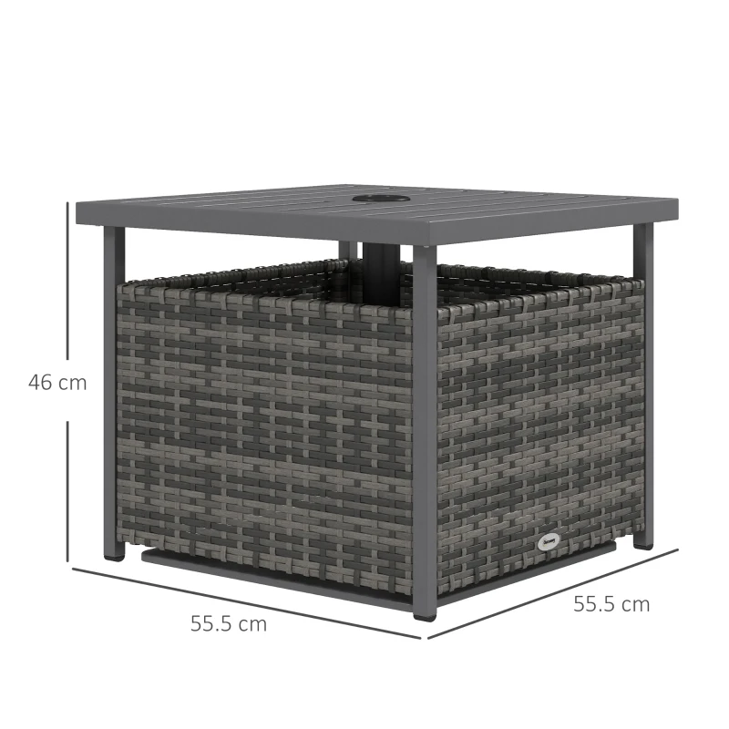 Outsunny Outdoor Rattan Wicker Coffee Table w/ Umbrella Hole Suitable for Garden Garden