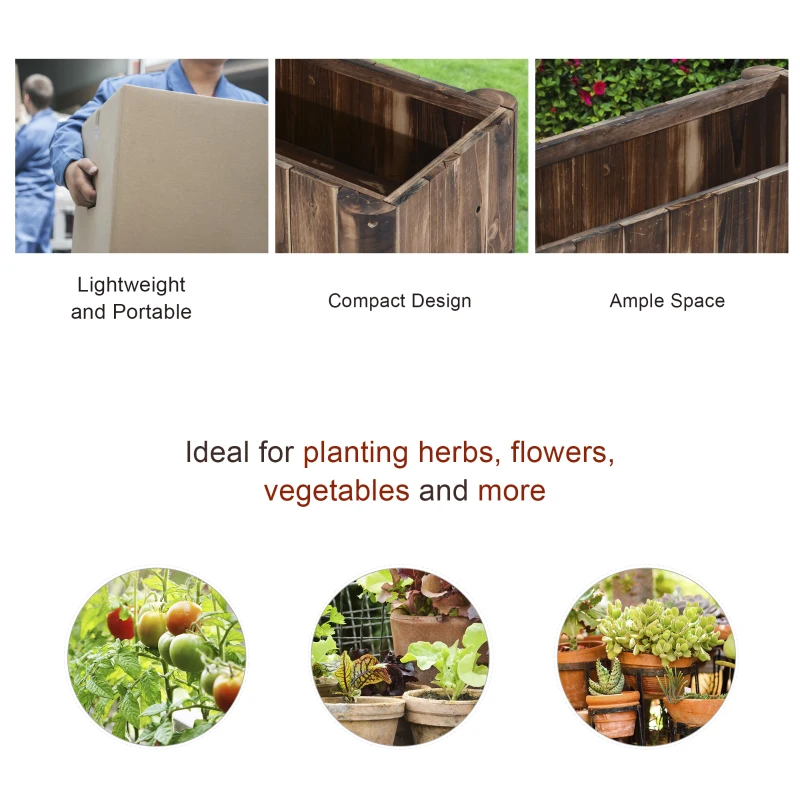 Outsunny Wooden Raised Garden Bed, 120 x 50 x 45cm Elevated Planter Box, Outdoor Flower Bed with Drainage Gaps, Easy Assembly