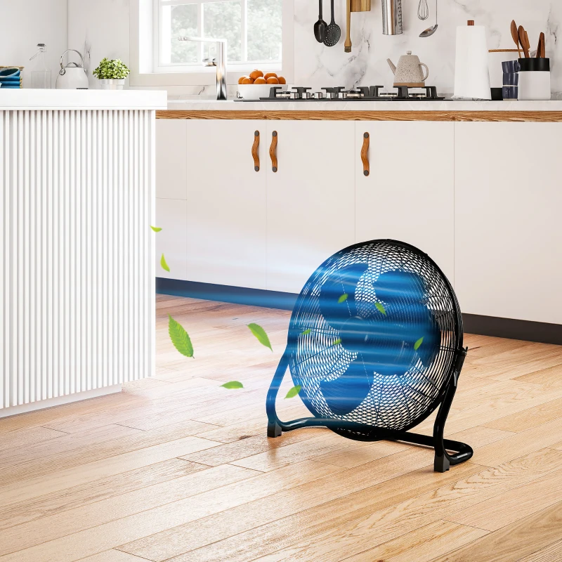 HOMCOM 20" Metal Floor Fan with Tilting, High Velocity, 3 Speed, Portable Gym Fan for Home Office, Black