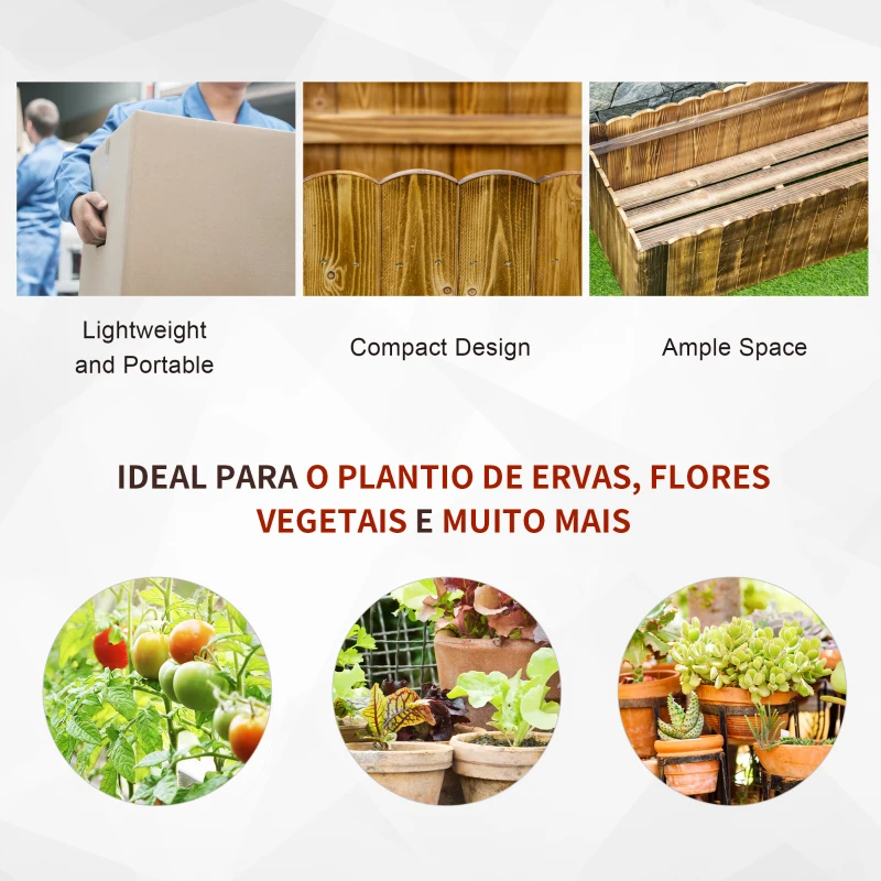 Outsunny Floreira de Madeira com Base Aberta para Cultivar Plantas Flores Ervas Floreira Exterior Retangular 120x40x40 cm Carbonizada