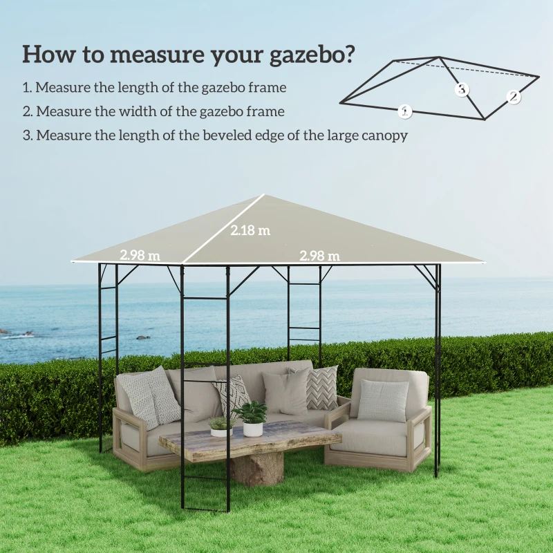 Outsunny 3 x 3(m) Gazebo Canopy Replacement, for 01-0867 - Grey