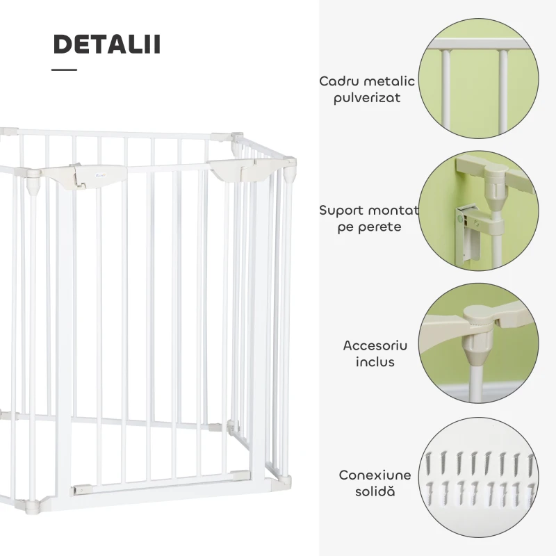 PawHut Gard Pliabil și Modular pentru Câini cu 5 Panouri Alb