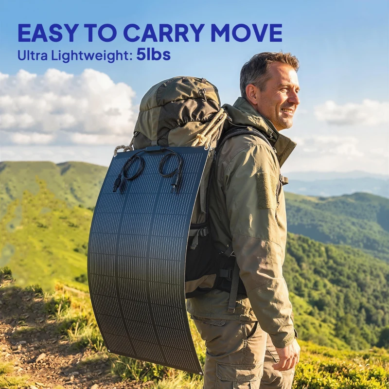 HOMCOM Panel solarny 100W 18V Przenośne ładowanie solarne z 2 portami USB, ekranem LCD, wodoodporność IP67