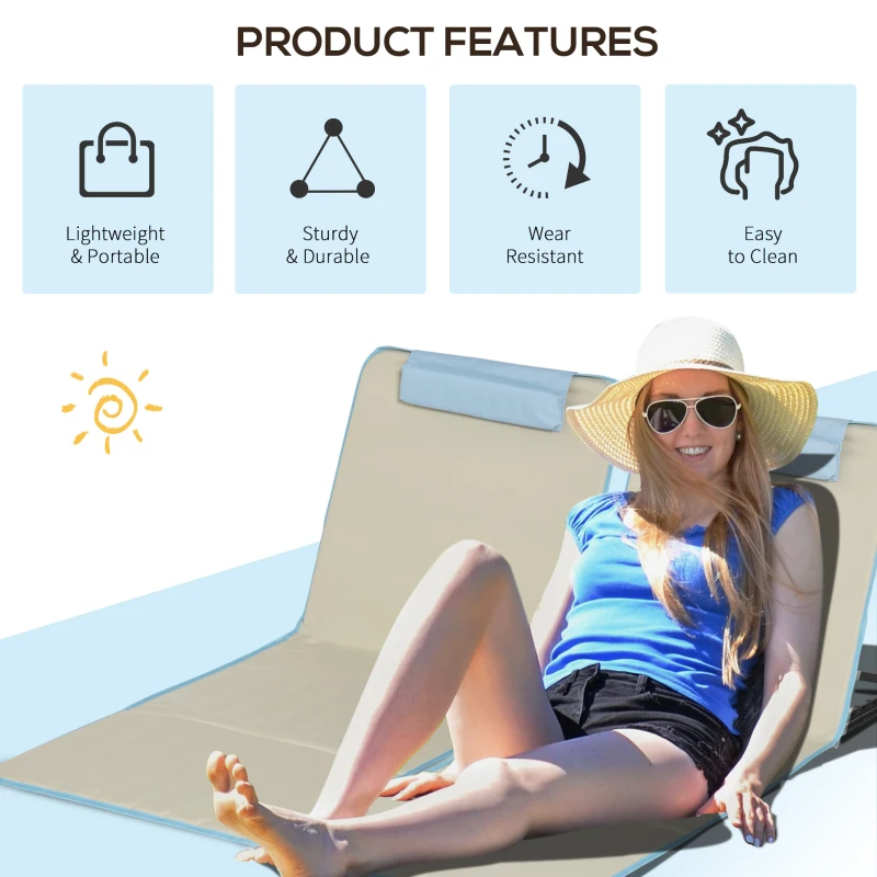 Outsunny Leżaki plażowe 2 szt., składane z poduszką, torba, Beżowe