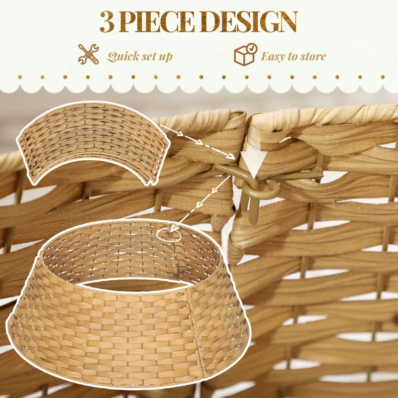 Kołnierz choinkowy HOMCOM, Ø 68cm, z plastiku, dla stojaka choinkowego, osłona stojaka choinkowego do domu, imprezy, dekoracji, naturalne drewno