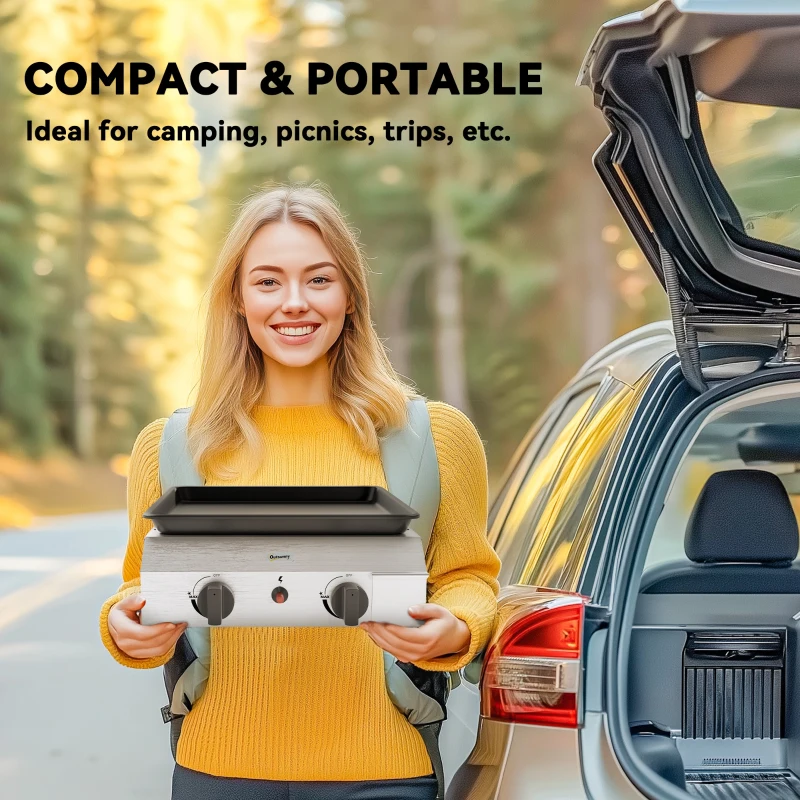 Grill gazowy 8000BTU, 2 palniki ze stali nierdzewnej