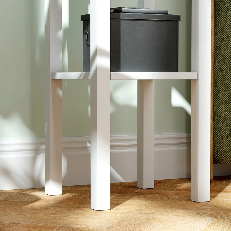 HOMCOM Lot de 2 tables d'appoint Table de Chevet style sophistiqué avec tiroir, étagère inférieure, 30 x 30 x 75 cm, blanc