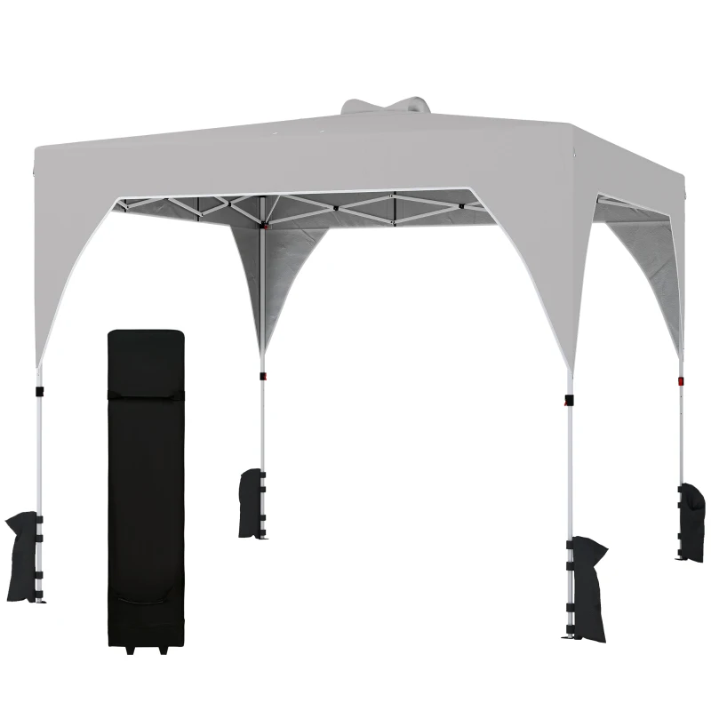 Outsunny Pavillon 3x3m, wasserabweisend Stabil Pop-up Faltpavillon mit Tasche verstellbarer Höhe, UV Schutz 50+, Dunkelgrau