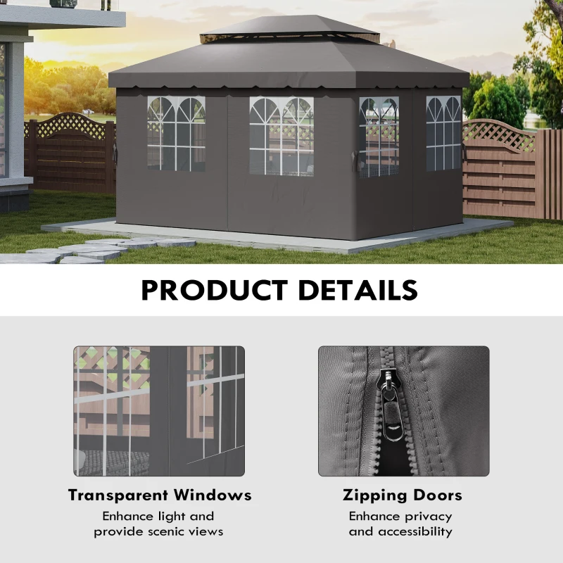 Zestaw 4 ścianek do pawilonu 3x4m z 8 oknami